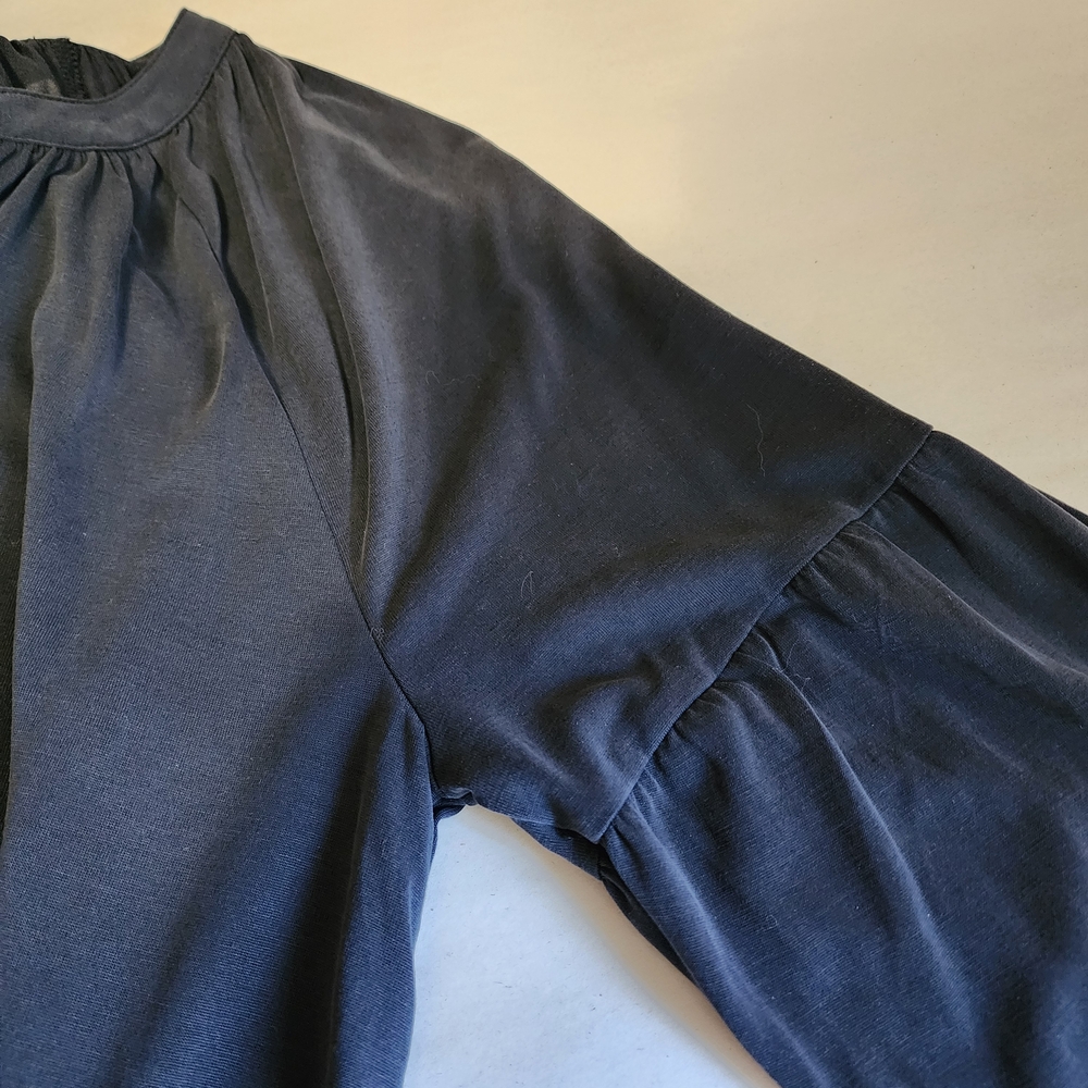 Lucky Brand Black V-Neck Drop Shoulder Long Sleeve Blouse - Picture 8 of 8